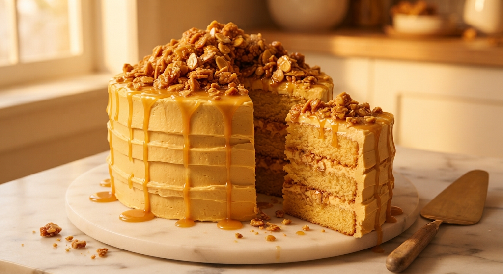 Butterscotch Cake with caramelised nuts